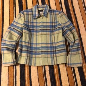 Vintage Requirements Blazer Jacket Plaid Green Pastel Y2K 90's Preppy